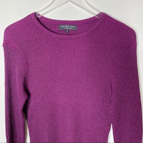 Rachel Roy Purple Ribbed Metallic Sweater 1X - Picture 3 of 8